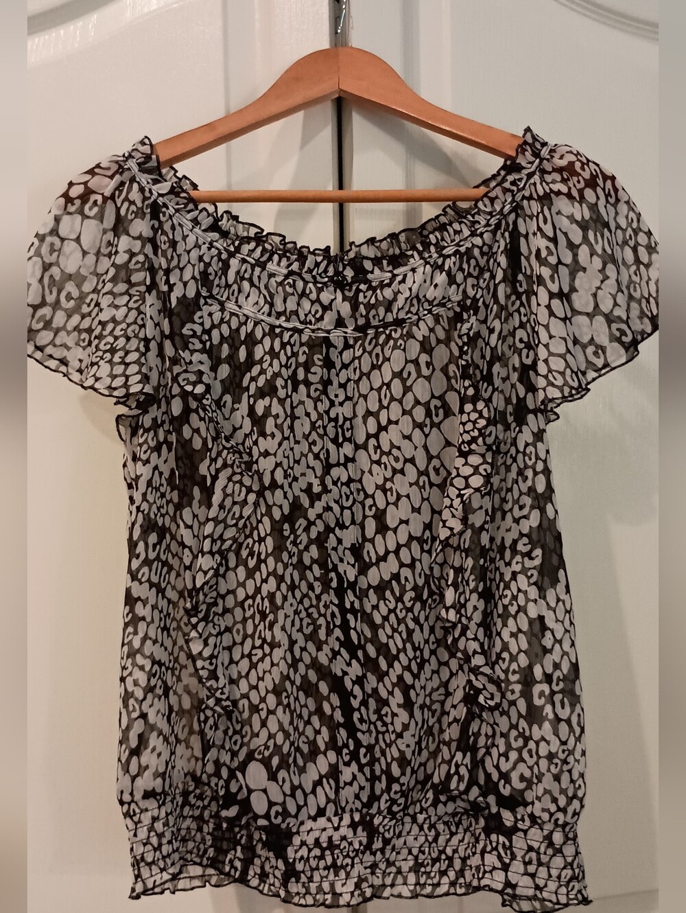 Black & White Printed Off-Shoulder Blouse